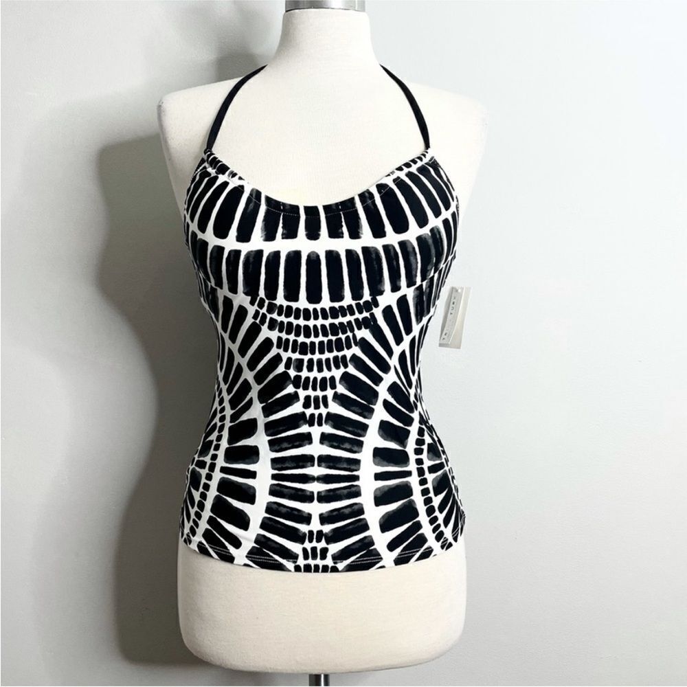 Trina Turk Black and White Halter Swim Top